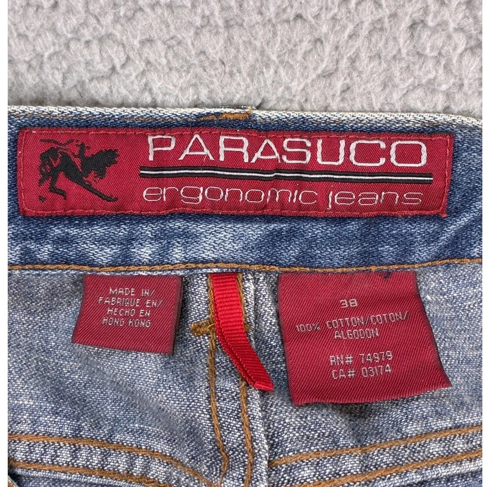 Parasuco Ergonomic Baggy Wide Leg Jeans Mens 38 Blue Y2K Vintage Denim Flawed